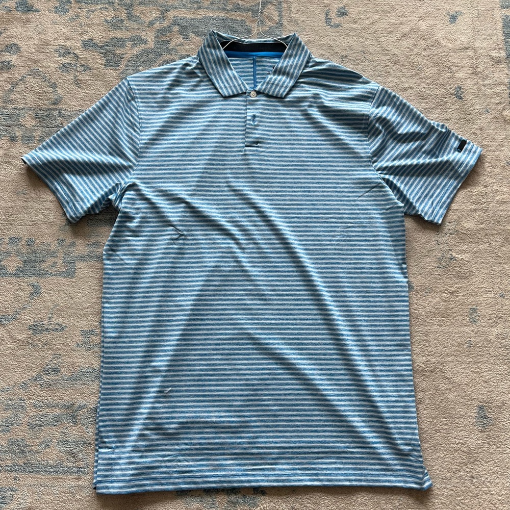 Nike Dri-Fit Tiger Woods Vapor Men’s Striped Golf Polo (Photo Blue) - Medium